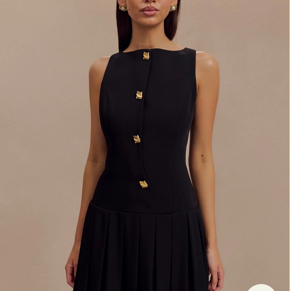 Meshki- Elegant Black Dress with Gold Accents
